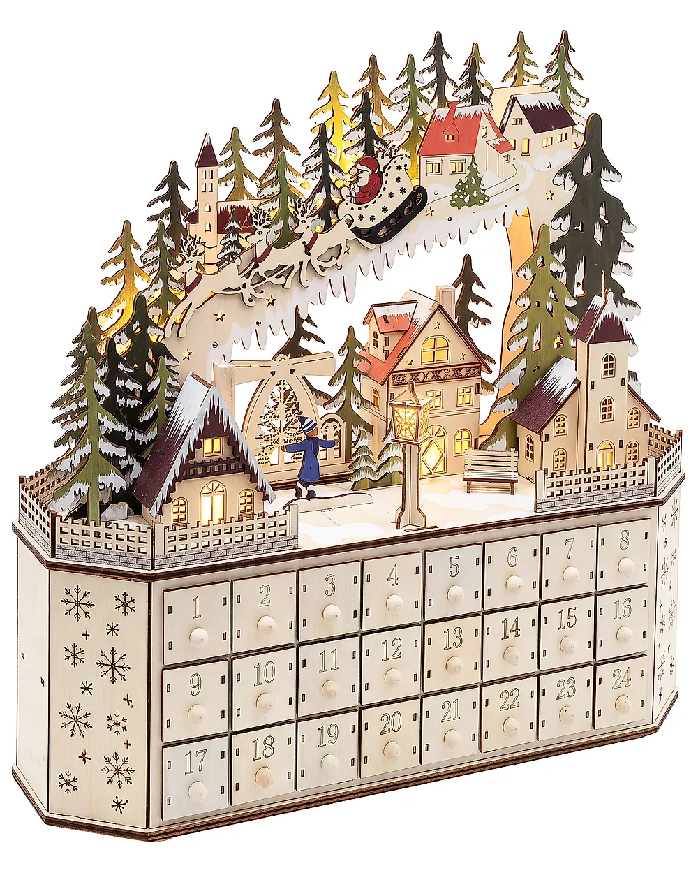 Christmas Decoration LED JOKELA 45 cm Advent Calendar Light Brown