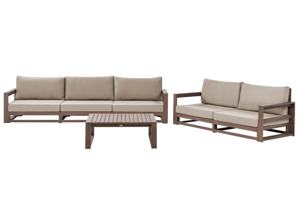 Garden Lounge Set with Table 5 Seater TIMOR Modular Certified Acacia Wood Dark Brown
