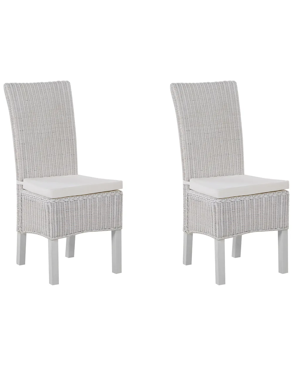 Set of 2 Dining Chairs ANDES Rattan White