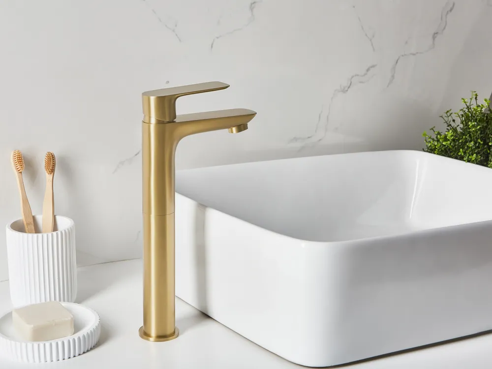 Tall Basin Mixer Tap CHIMBOTE Brass Gold