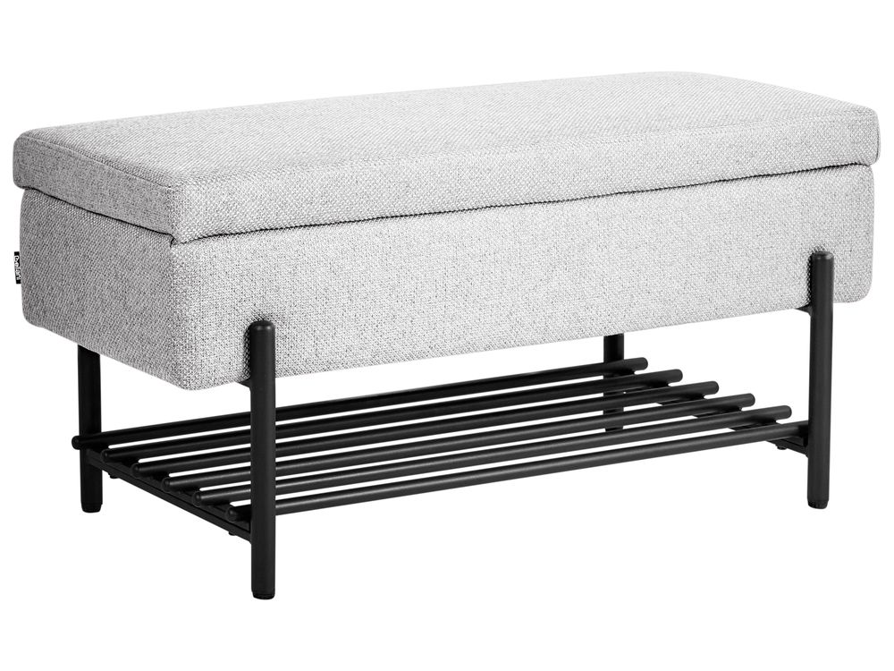 Shoe Bench SOLVANG Fabric Light Grey with Storage