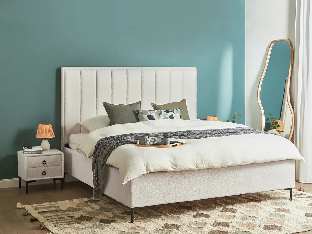 Bedroom Set SEZANNE Boucle Off-White 180 x 200 cm (EU Super King)