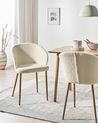 Set of 2 Dining Chairs MASON Boucle Off-White/ Light Brown