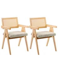 Set of 2 Dining Chairs AVA Wood Light Brown/ Taupe_1024318
