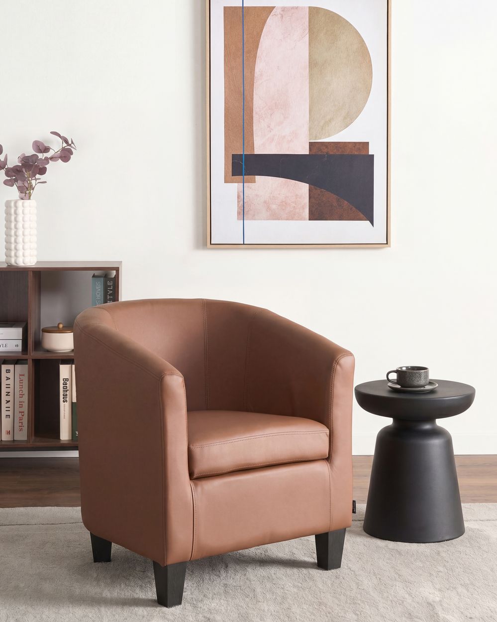 Lenestol BORWICK Kunstskinn Brun