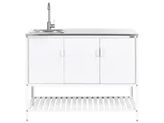 3 Piece Outdoor Kitchen Set with Sink MAENZA White Metal_1045083