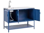 3 Piece Outdoor Kitchen Set with Sink MAENZA Blue Metal_1044935