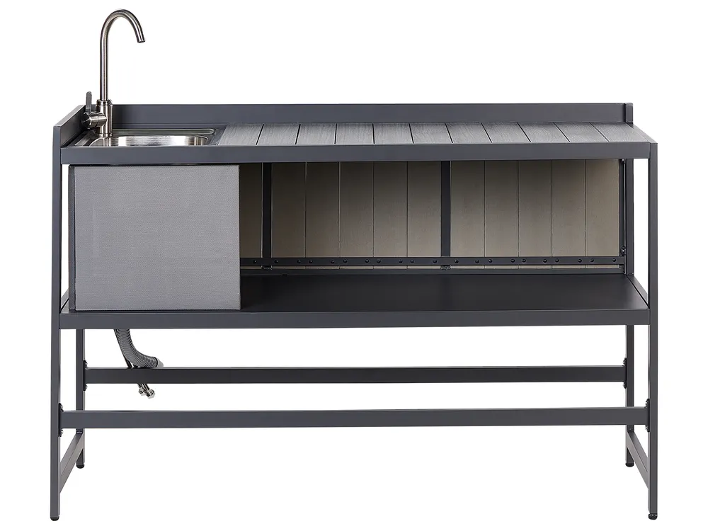 Outdoor Kitchen Set with Sink ORTISEI Graphite Grey Metal_934820