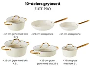 Grytesett med 10 deler ELITE PRO Off white_992893