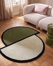 Rug SAKARO Dark Green ø 160 cm Wool_1131805