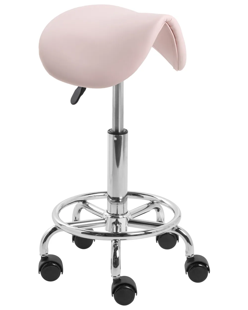 Saddle Stool DUMONT Faux Leather Pastel Pink