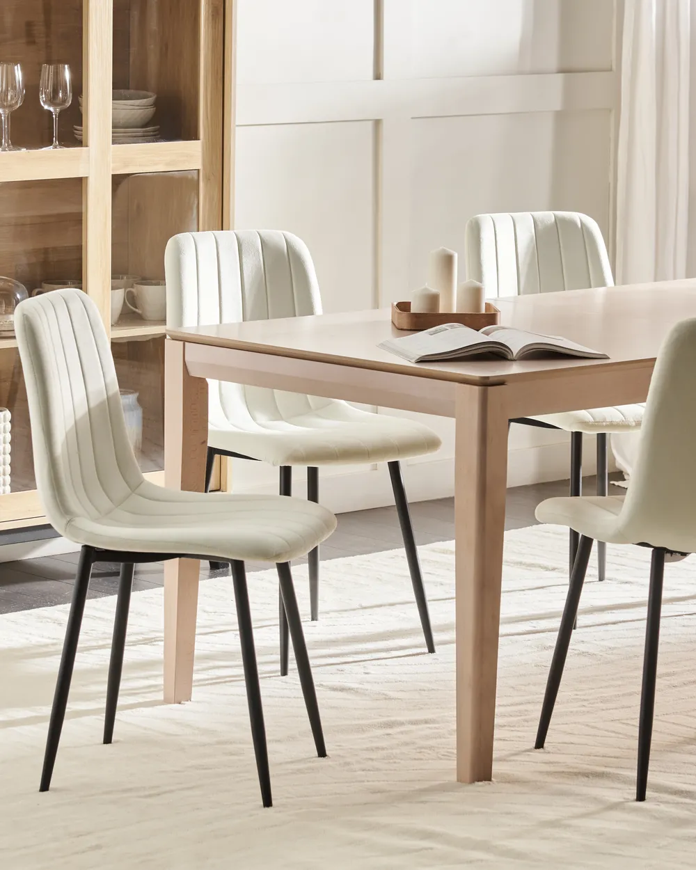 Set of 4 Dining Chairs KALISPELL Velvet Off-White