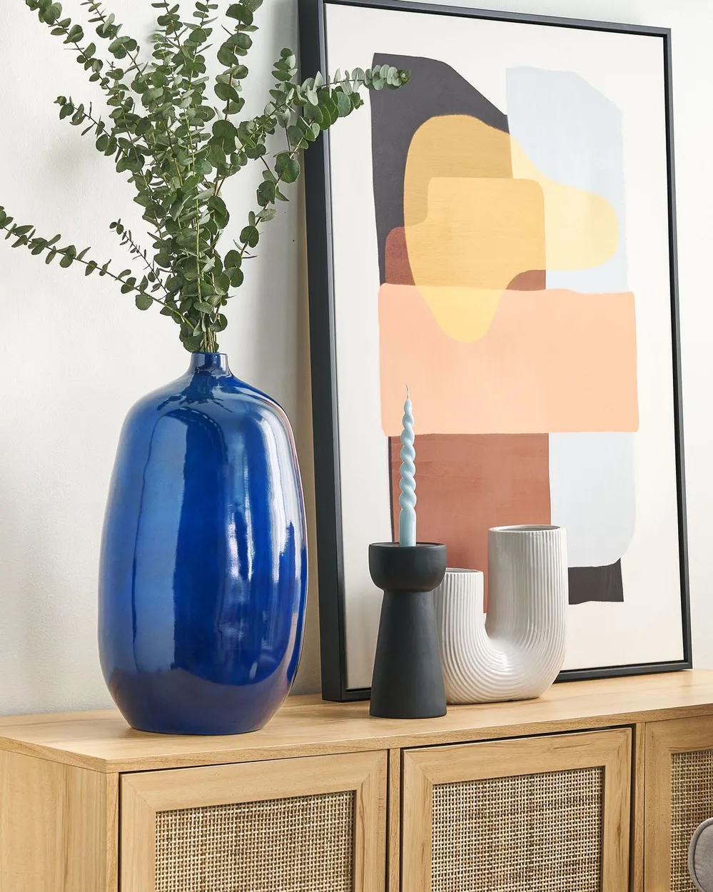 Flower Vase VITORIA 45 cm Ceramic Dark Blue