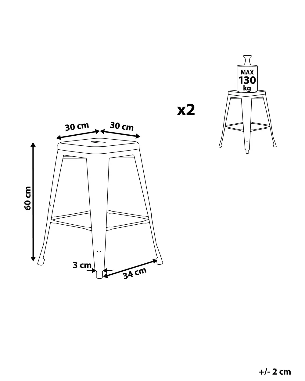 Set of 2 Bar Stools CABRILLO Metal Yellow_802519