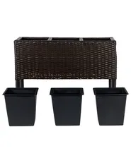Elevated Plant Pot CARAGANA 77 cm PE Rattan Dark Brown_914478