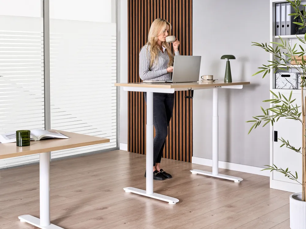 Työpöytä säädettävä DESTINAS 120 cm 72 cm Vaaleanruskea/valkoinen_1000574