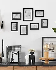Set of 7 Photo Frames DENKORO Urban Motif Black_1179794
