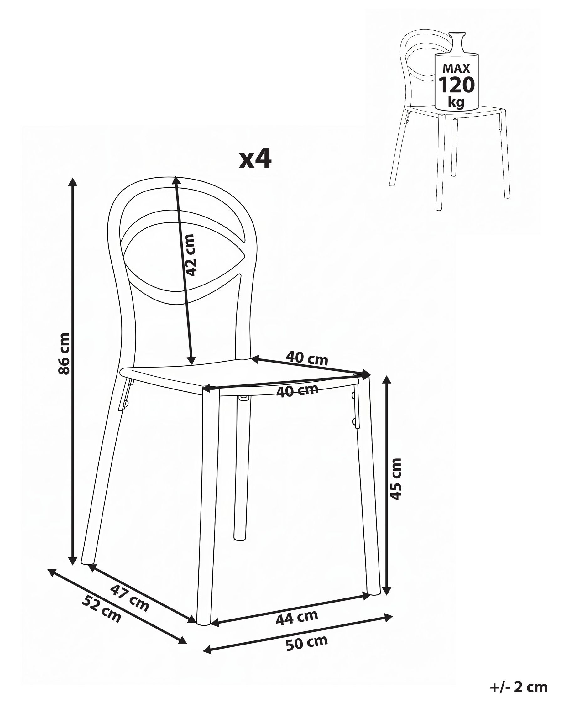 Set of 4 Garden Chairs COVOLO Black_1017295