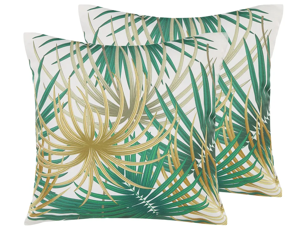 Set of 2 Outdoor Cushions GAIANA Plant Pattern 45 x 45 cm Green