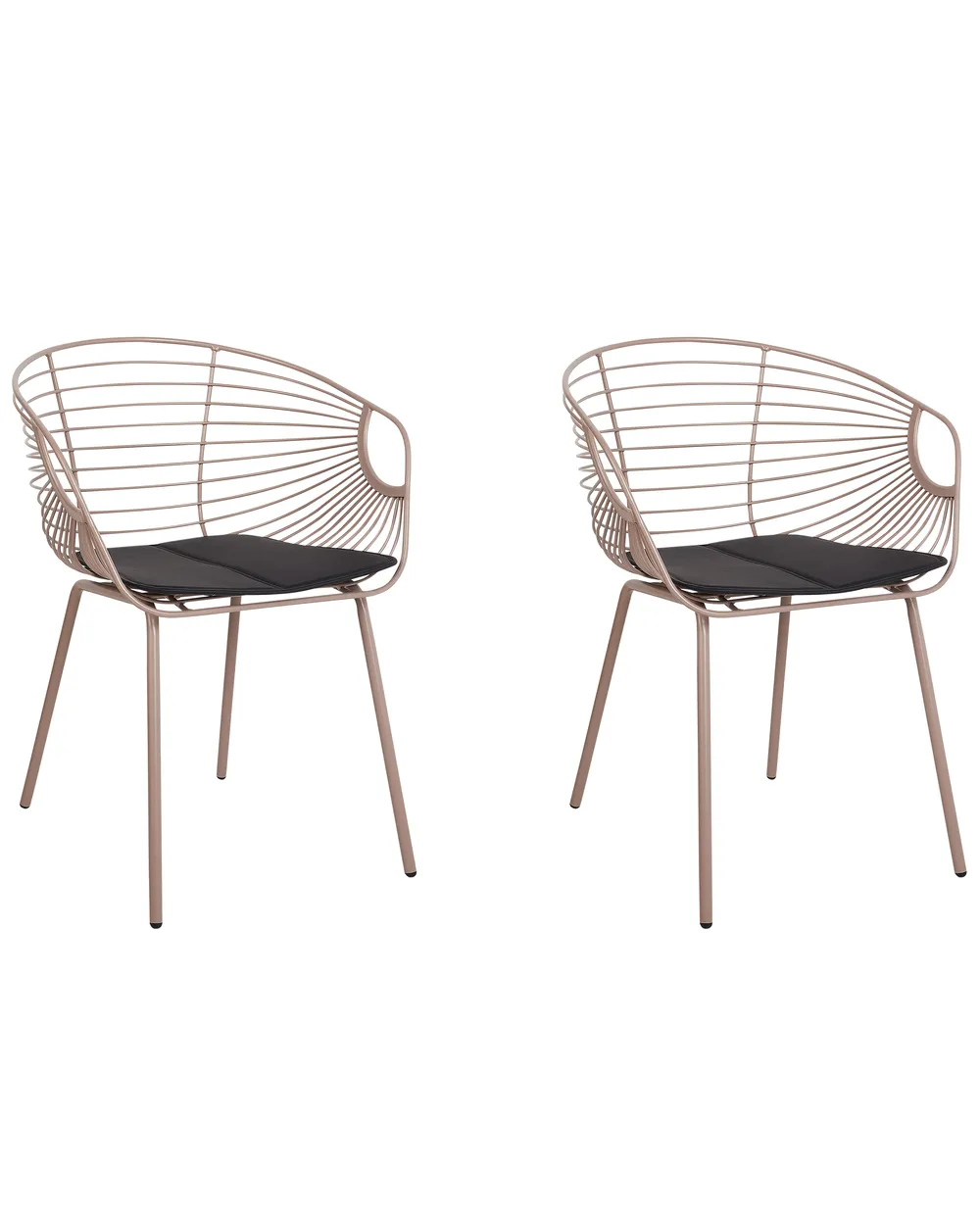 Set of 2 Dining Chairs HOBACK Metal Beige