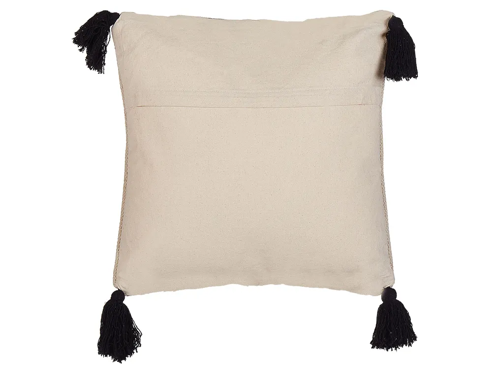 Throw Cushion DEADNETTLE 45 x 45 cm Cotton Beige Geometric Pattern_816887