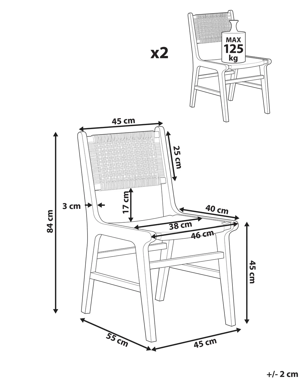 Set med 2 matstolar OZELLA Trä Ljusbrun/ Beige_985727