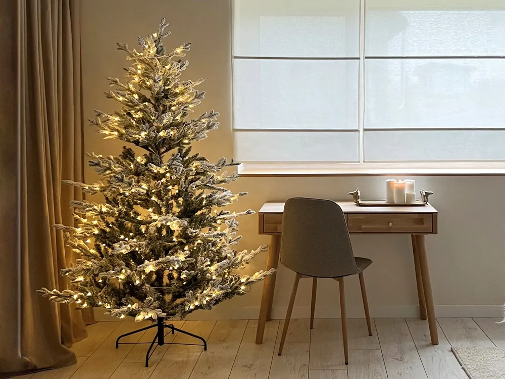 Artificial Snowy Christmas Tree LED BRISCO 180 cm White_846849