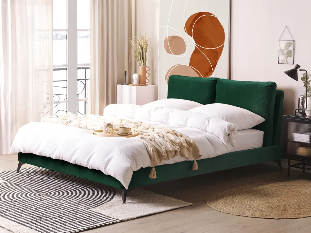 Bed Velvet MELLE 160 x 200 cm (EU King Size) Emerald Green