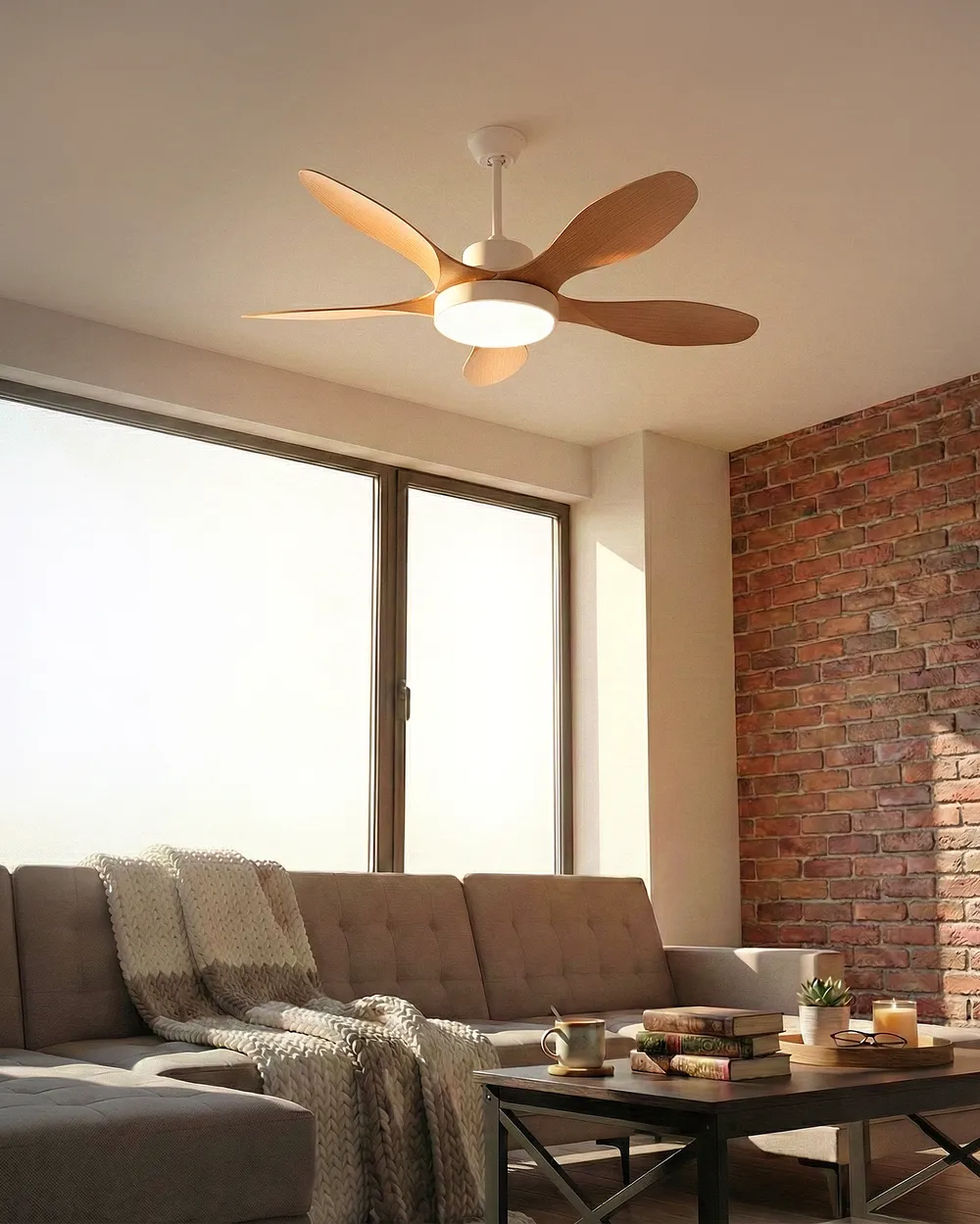 Ceiling Fan with Light BARBET with Remote LED Light Brown