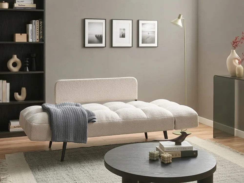 Sofa Bed 2 Seater BREKKE Boucle Off-White_1067994