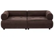Sofa 3 Seater SALLA with Ottoman Fabric Dark Brown_1057925