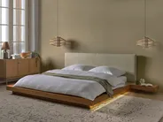 Sänky LED-valolla Buklee ZEN 180 x 200 cm LED-valo Luonnollinen saarniviilu_931238