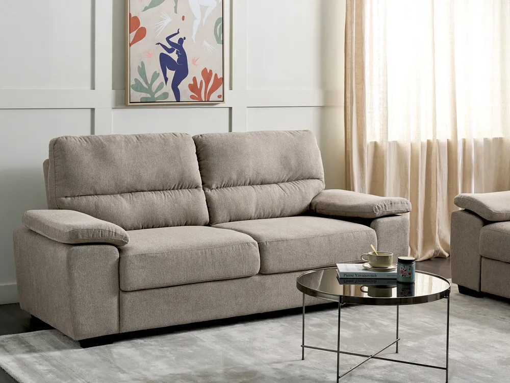 Sofa 3 Seater VOGAR Fabric Light Brown
