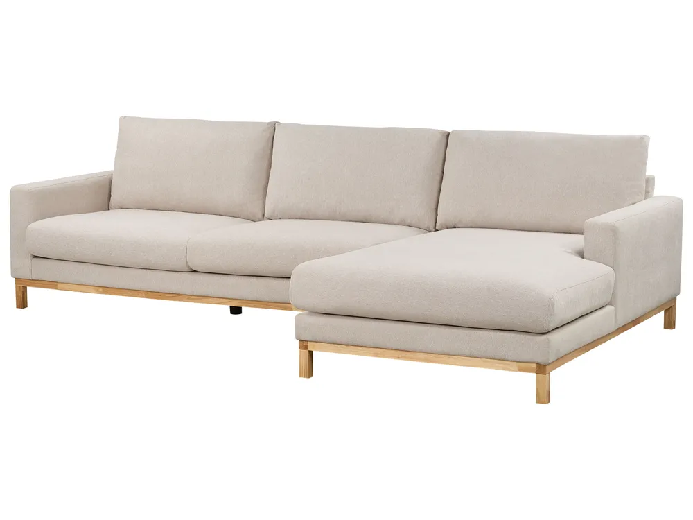 Corner Sofa 4 Seater SIGGARD Fabric Light Beige Left Hand_944893
