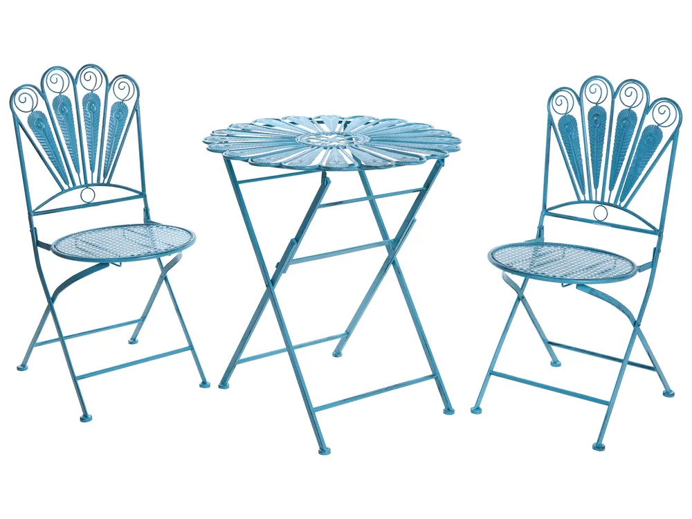 Bistro Set Folding PAVIA Metal Blue