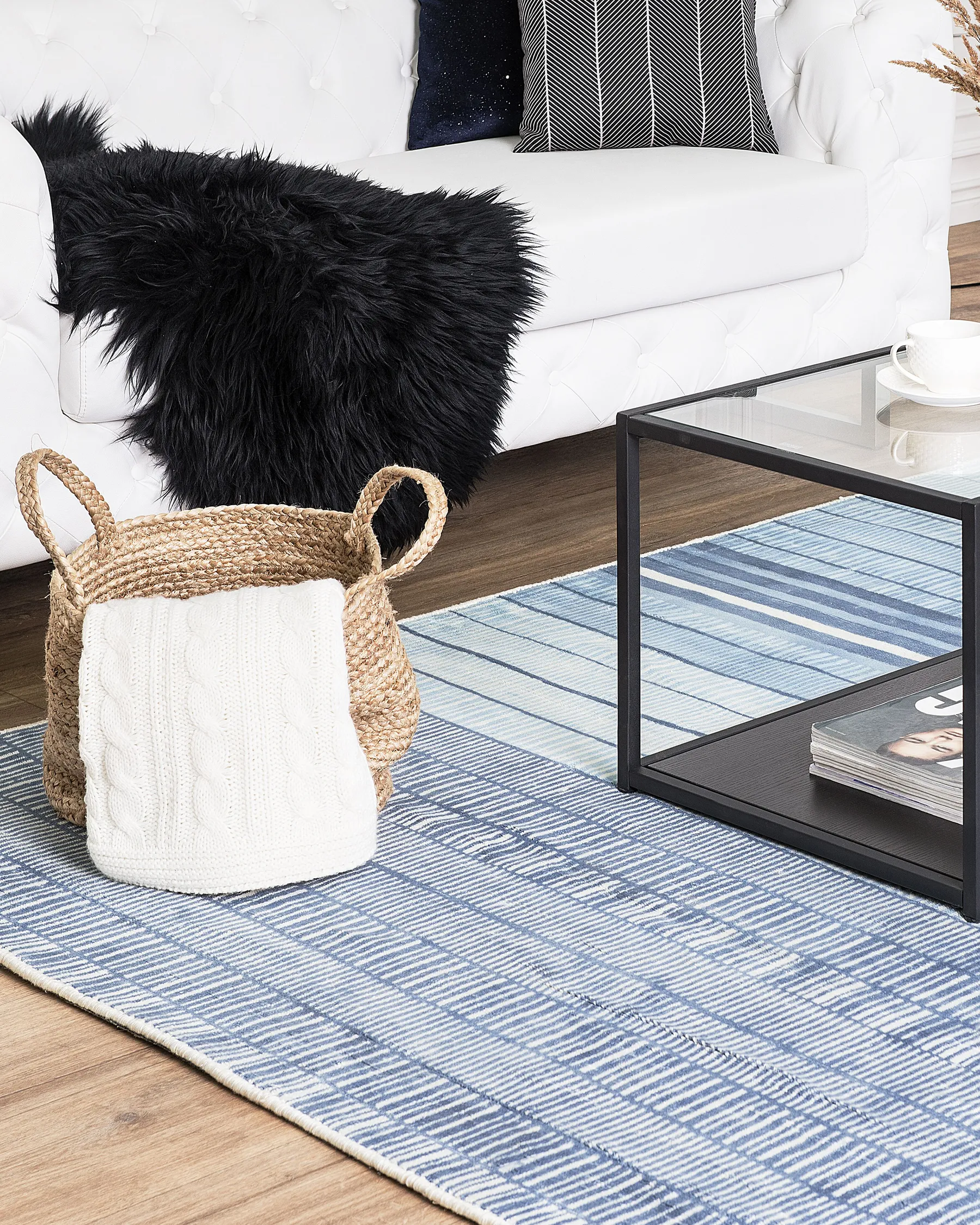 Rug YARDERE Light Blue 160 x 230 cm Viscose_751179