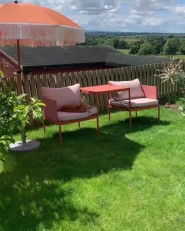 Loungesett til hagen med bord 2-seters TERRACINA Metall Oransje_933445