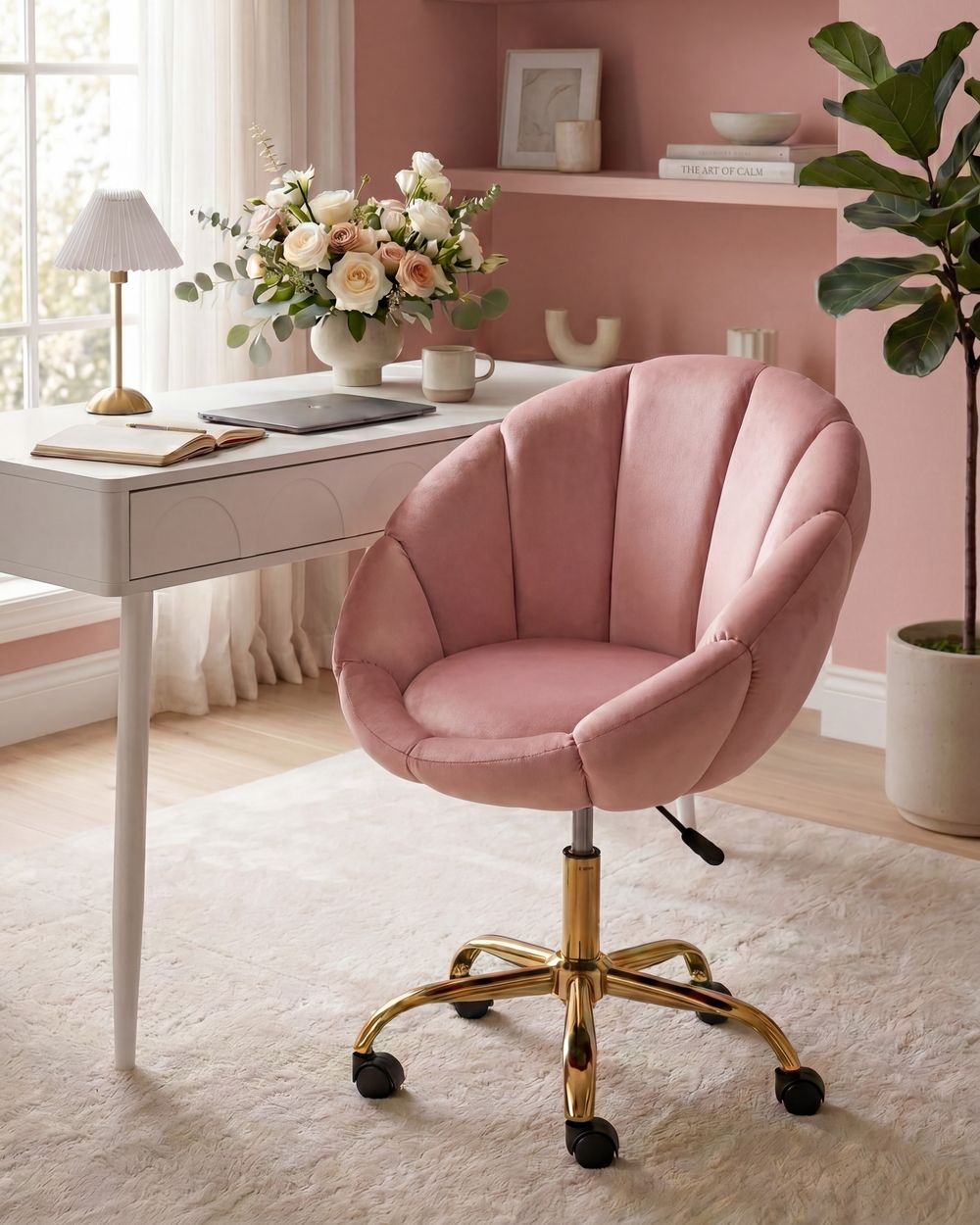 Kontorstol ANNABELLE Fløyel Rosa