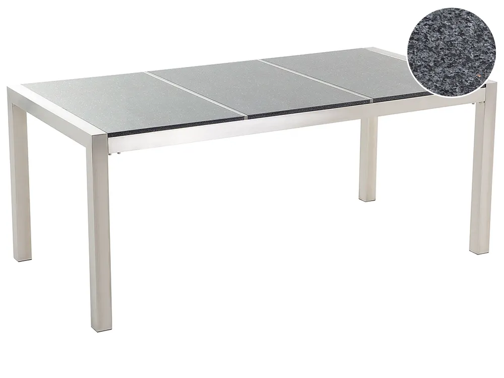 Garden Dining Table GROSSETO 180 cm 90 cm Granite Polished Grey