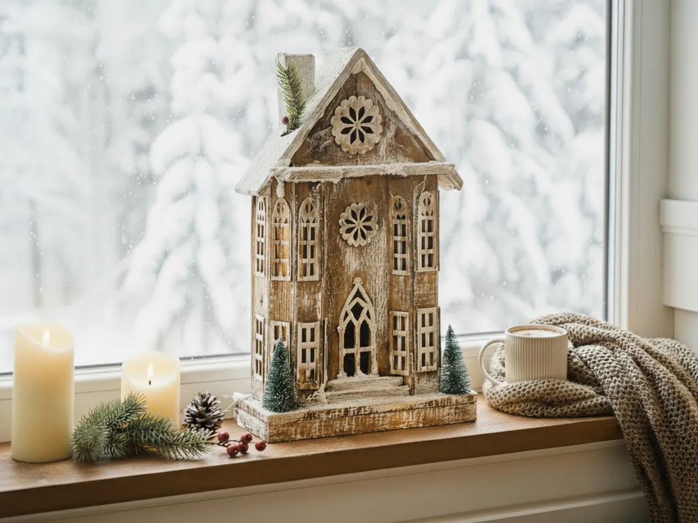 Christmas Decoration LED UNARI 50 cm House Light Brown_1027869