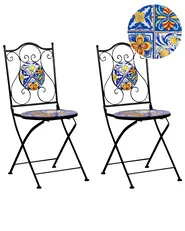Set of 2 Garden Chairs CORIANO Folding Metal Black_986209