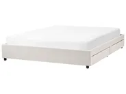 Bed with Storage Drawers without Headboard PRADES Fabric Light Beige 180 x 200 cm (EU Super King)_996149