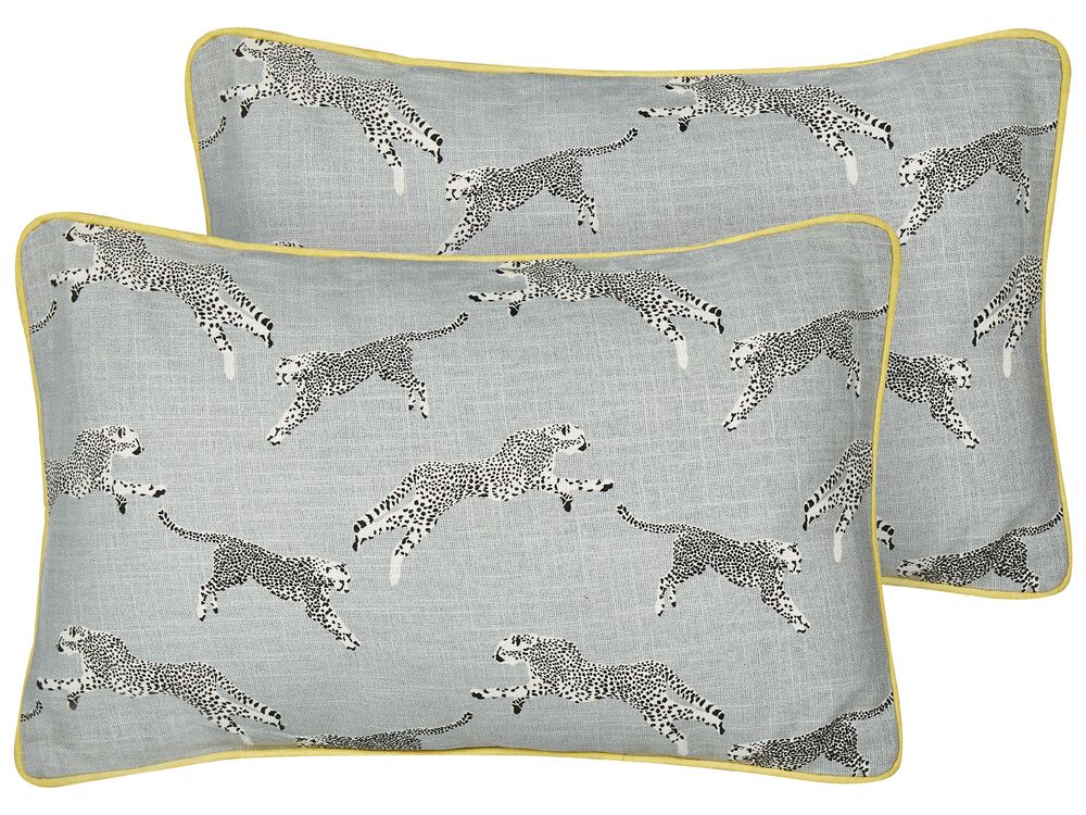 Koristetyynysetti 2 kpl ARALES 30 x 50 cm Puuvilla Vaaleanharmaa Eläinkuvio