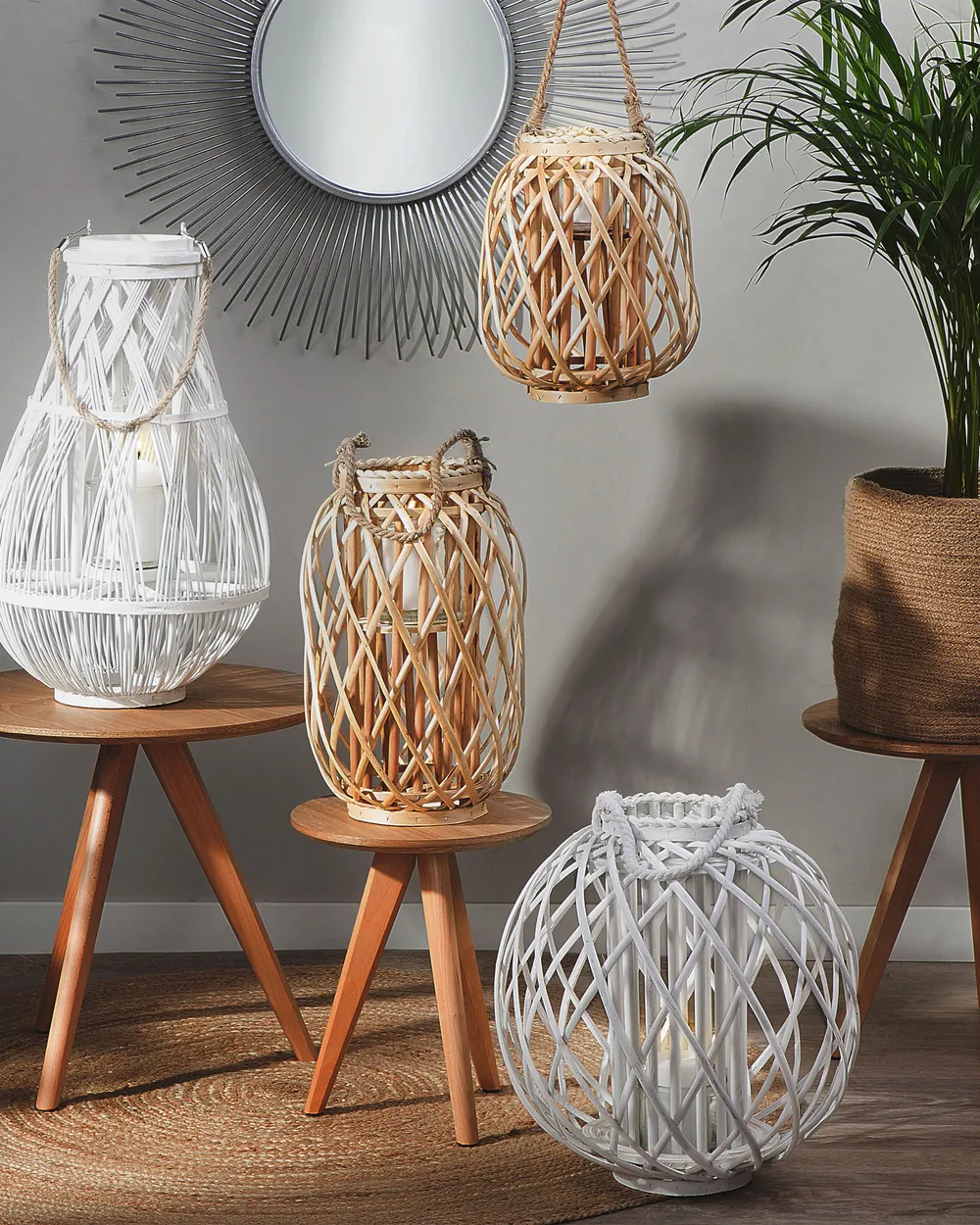 Lantern MAURITIUS 30 cm Willow Wood Natural
