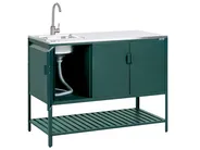 2 Piece Outdoor Kitchen Set with Sink MAENZA Green Metal_1045142