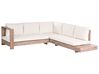 Garden Corner Sofa 5 Seater MARETTIMO Certified Acacia Wood Off-White Right Hand