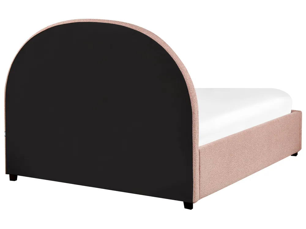 Ottoman Bed VAUCLUSE Boucle Pastel Pink 140 x 200 cm (EU Double)_913084