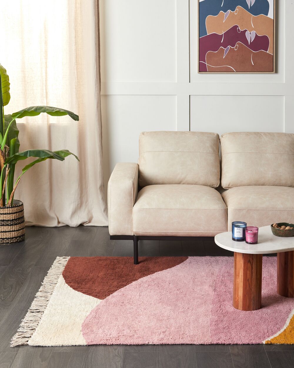 Teppe XINALI Rosa 140 x 200 cm Bomull