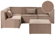 Modular Corner Sofa 4 Seater LEMVIG with Ottoman Corduroy Dark Beige Right Hand_1053331