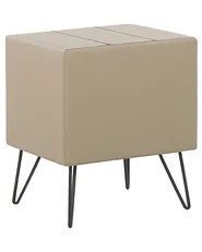 1 Drawer Bedside Table BETIN Faux Leather Beige_788973